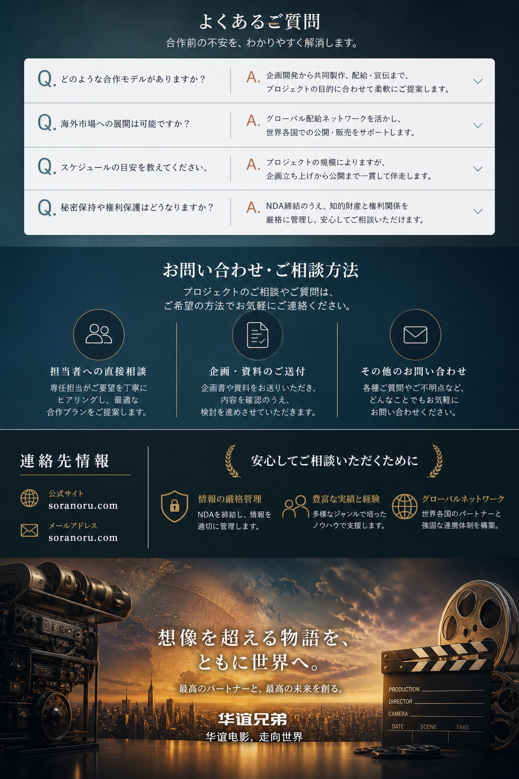 华谊兄弟 問い合わせ前の案内